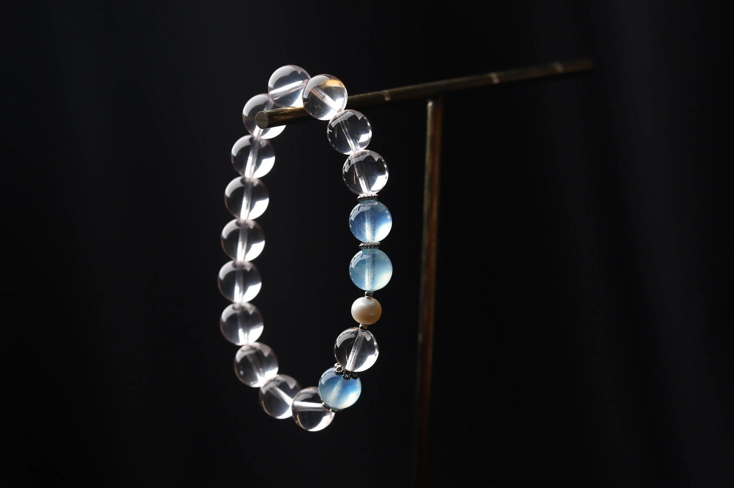 Clear Quartz & Pearl Bracelet with Moonstone Accents | Spiritual Cleansing, Mental Clarity & Feminine Energy Jewelry | Mindfulness Gift BuddhaCrystal