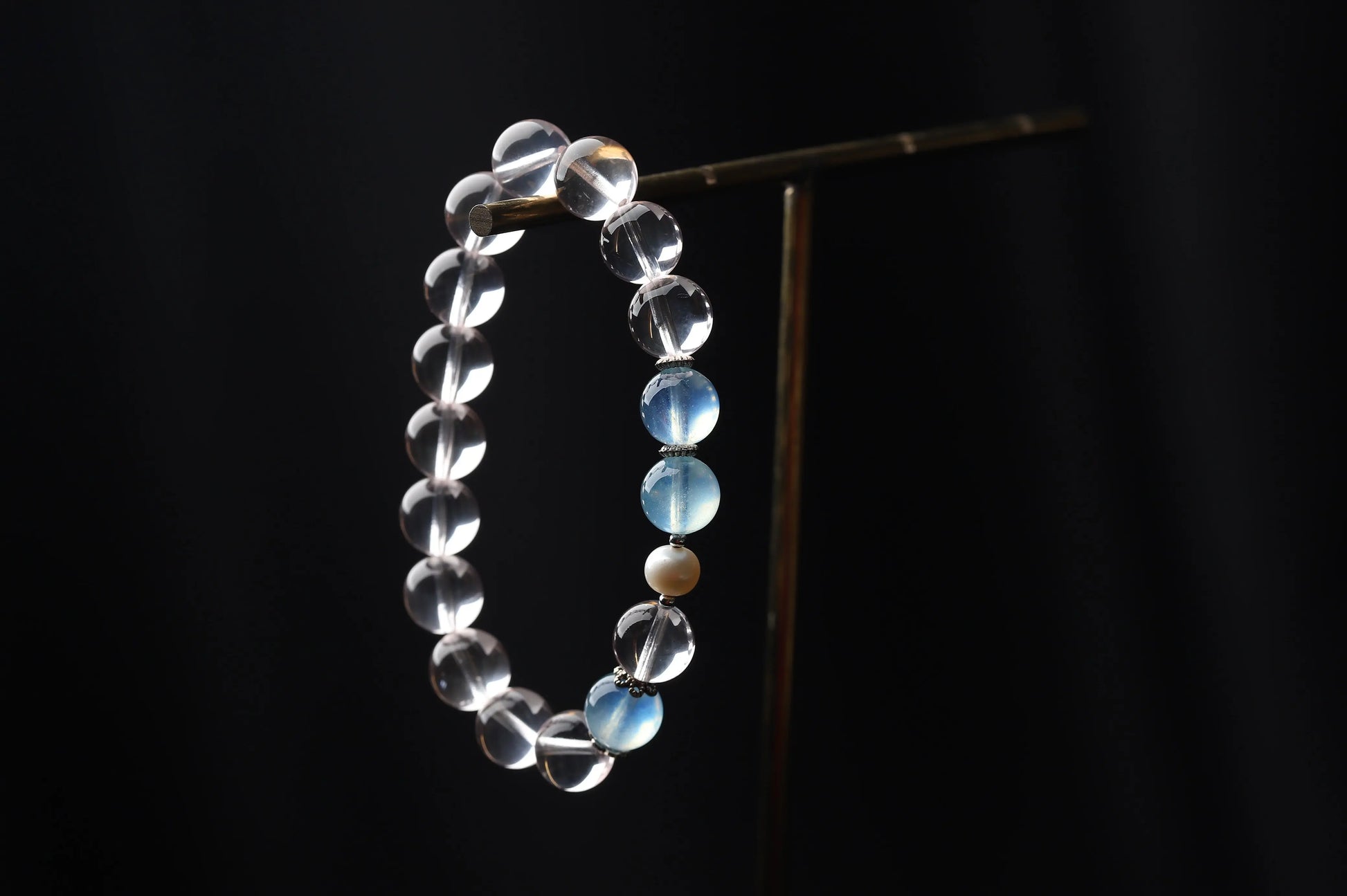Clear Quartz & Pearl Bracelet with Moonstone Accents | Spiritual Cleansing, Mental Clarity & Feminine Energy Jewelry | Mindfulness Gift BuddhaCrystal