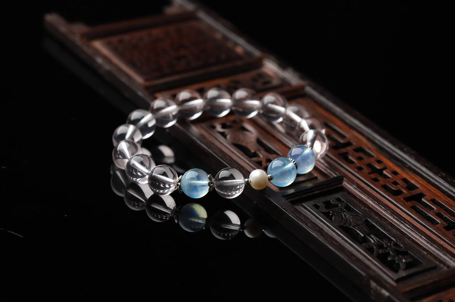 Clear Quartz & Pearl Bracelet with Moonstone Accents | Spiritual Cleansing, Mental Clarity & Feminine Energy Jewelry | Mindfulness Gift BuddhaCrystal