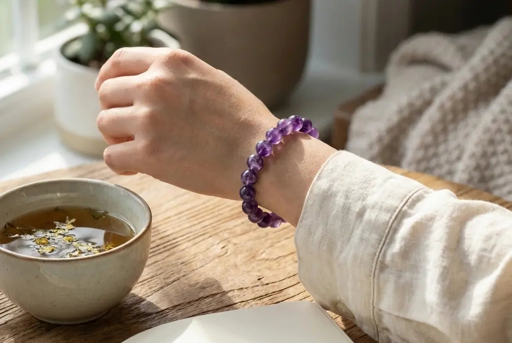Deep Purple Amethyst Bracelet | Natural Crystal for Clarity, Peace & Deep Meditation | Third Eye & Crown Chakra Gift BuddhaCrystal
