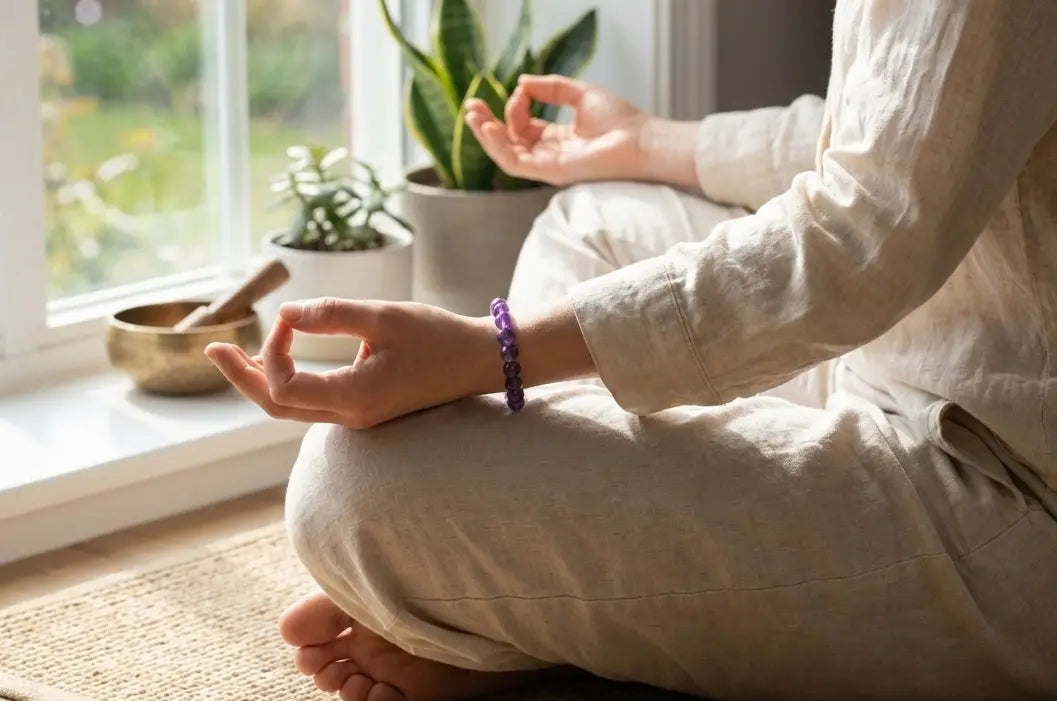 Deep Purple Amethyst Bracelet | Natural Crystal for Clarity, Peace & Deep Meditation | Third Eye & Crown Chakra Gift BuddhaCrystal