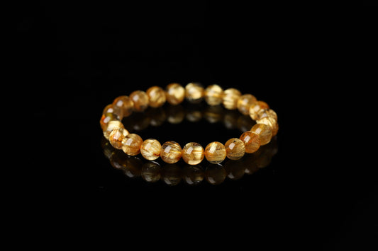 Gold Rutilated Quartz Bracelet | The Stone of Ultimate Wealth, Decisiveness & Manifestation | Solar Plexus Power BuddhaCrystal