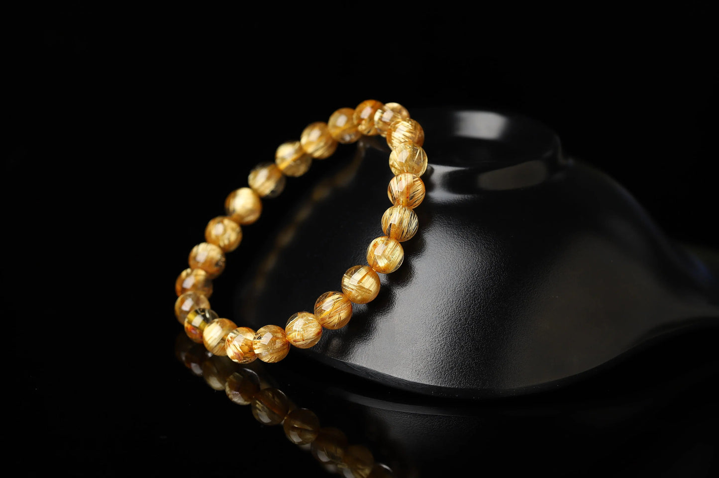 Gold Rutilated Quartz Bracelet | The Stone of Ultimate Wealth, Decisiveness & Manifestation | Solar Plexus Power BuddhaCrystal