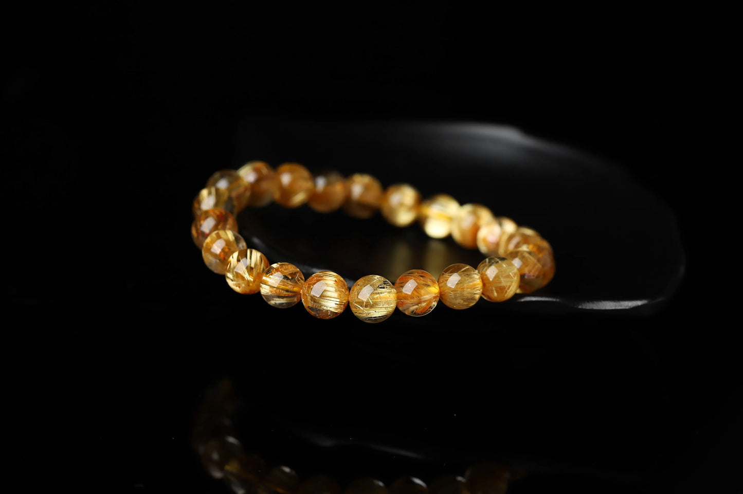 Gold Rutilated Quartz Bracelet | The Stone of Ultimate Wealth, Decisiveness & Manifestation | Solar Plexus Power BuddhaCrystal