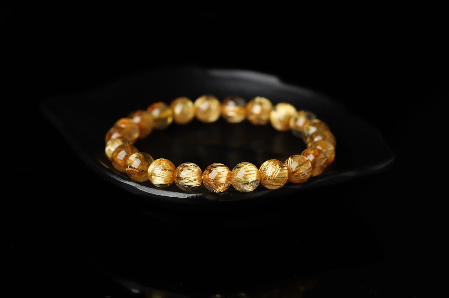 Gold Rutilated Quartz Bracelet | The Stone of Ultimate Wealth, Decisiveness & Manifestation | Solar Plexus Power BuddhaCrystal