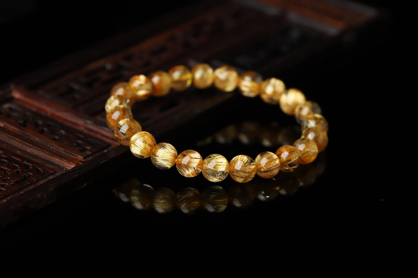 Gold Rutilated Quartz Bracelet | The Stone of Ultimate Wealth, Decisiveness & Manifestation | Solar Plexus Power BuddhaCrystal