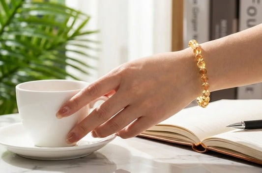 Golden Citrine Bracelet | Natural Crystal for Wealth Manifestation, Confidence & Joy | Solar Plexus Chakra Gift BuddhaCrystal