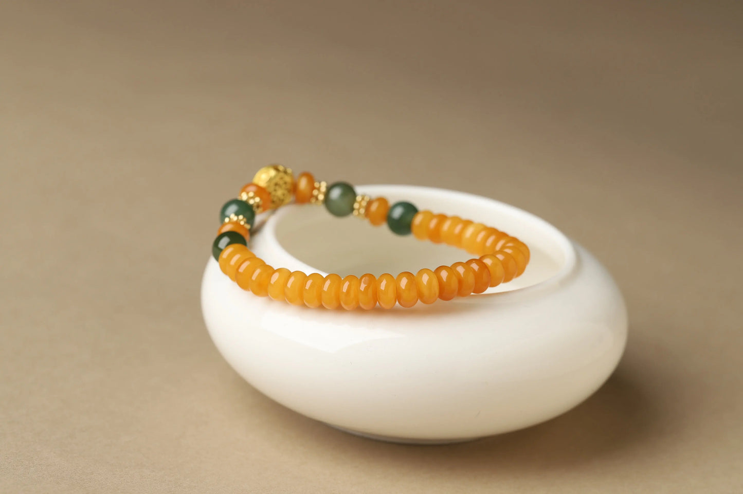 Honey Jade & Green Jasper Bracelet | Feng Shui Amulet for Wealth, Abundance & Graceful Aging | Solar Plexus Chakra Gift BuddhaCrystal
