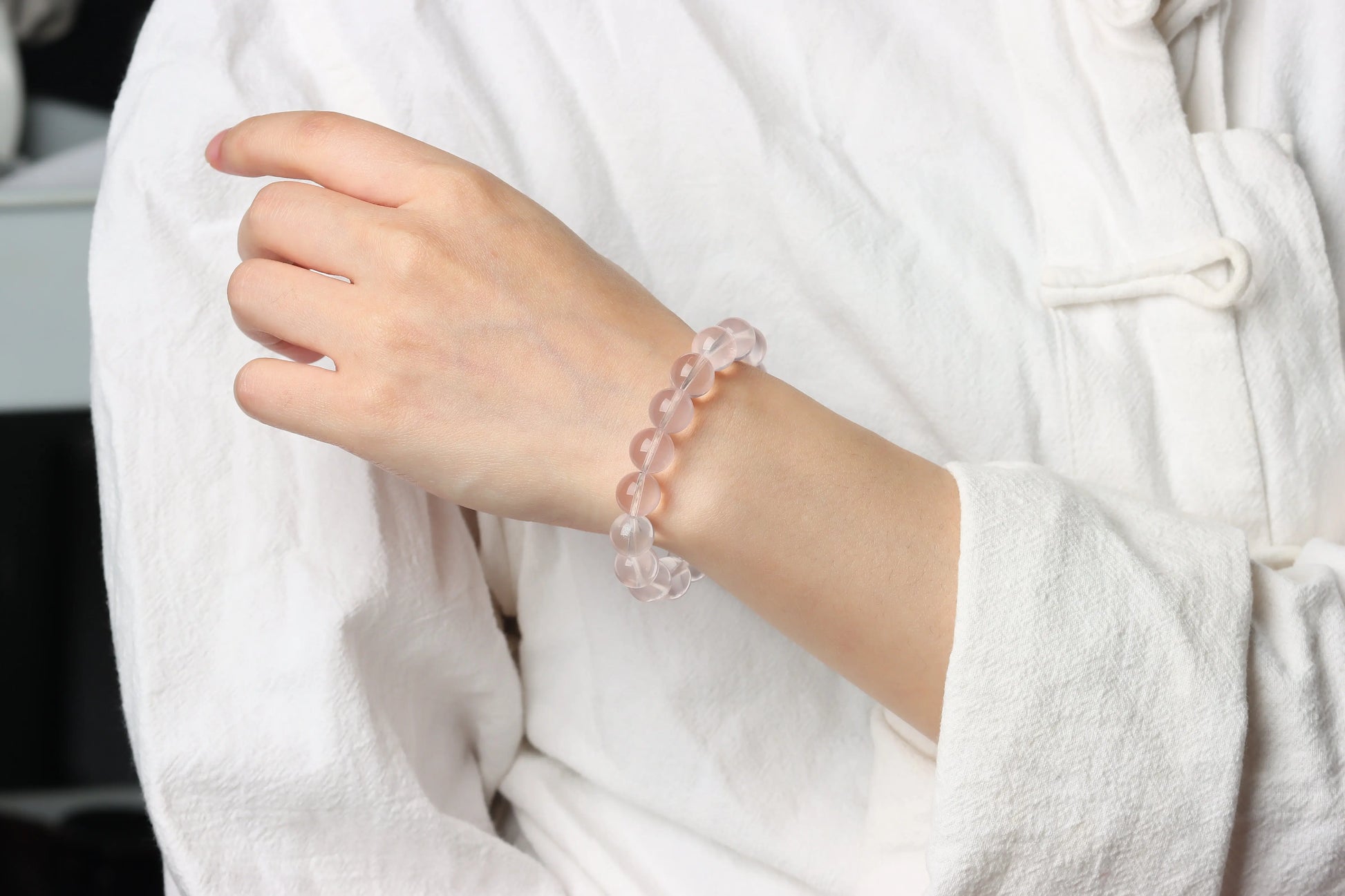 The "Eternal Glow" Ice Orange-Pink Rose Quartz Bracelet | 10mm High-Clarity Gemstone for Self-Love & Emotional Warmth | Heart Chakra Essential BuddhaCrystal