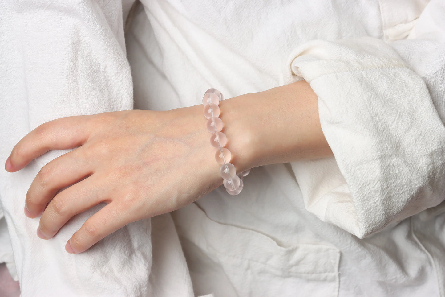 The "Eternal Glow" Ice Orange-Pink Rose Quartz Bracelet | 10mm High-Clarity Gemstone for Self-Love & Emotional Warmth | Heart Chakra Essential BuddhaCrystal