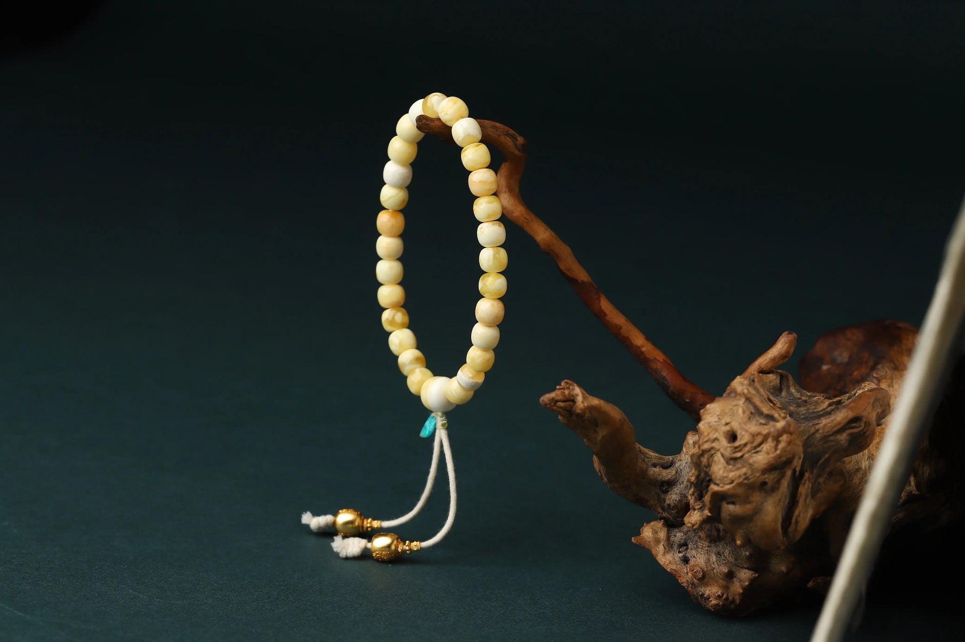 Natural Butterscotch Amber Bracelet | Ancient Fossil Resin for Warmth, Healing & Grounding | Turquoise Leaf Zen Amulet BuddhaCrystal