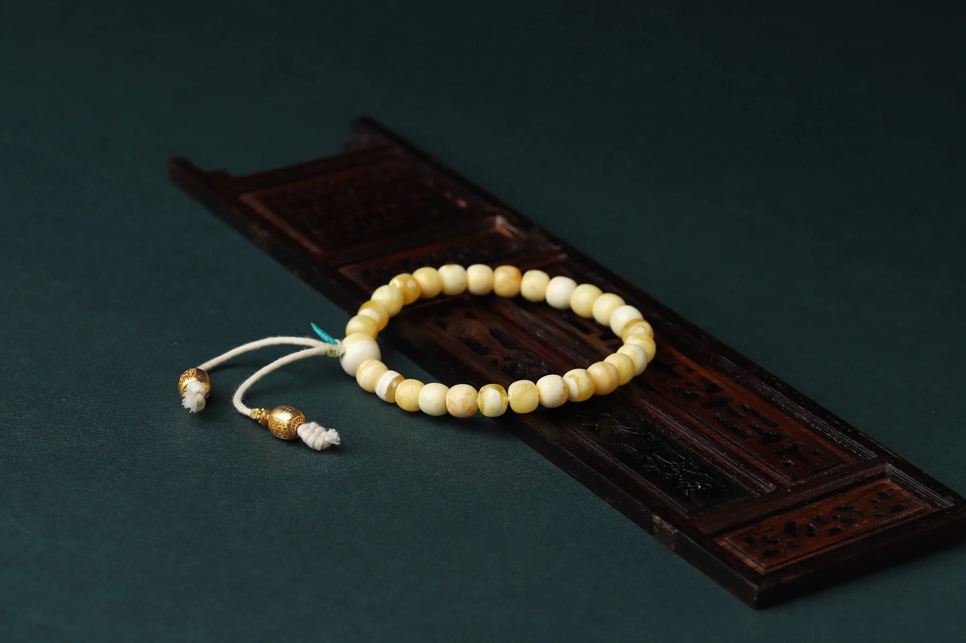 Natural Butterscotch Amber Bracelet | Ancient Fossil Resin for Warmth, Healing & Grounding | Turquoise Leaf Zen Amulet BuddhaCrystal