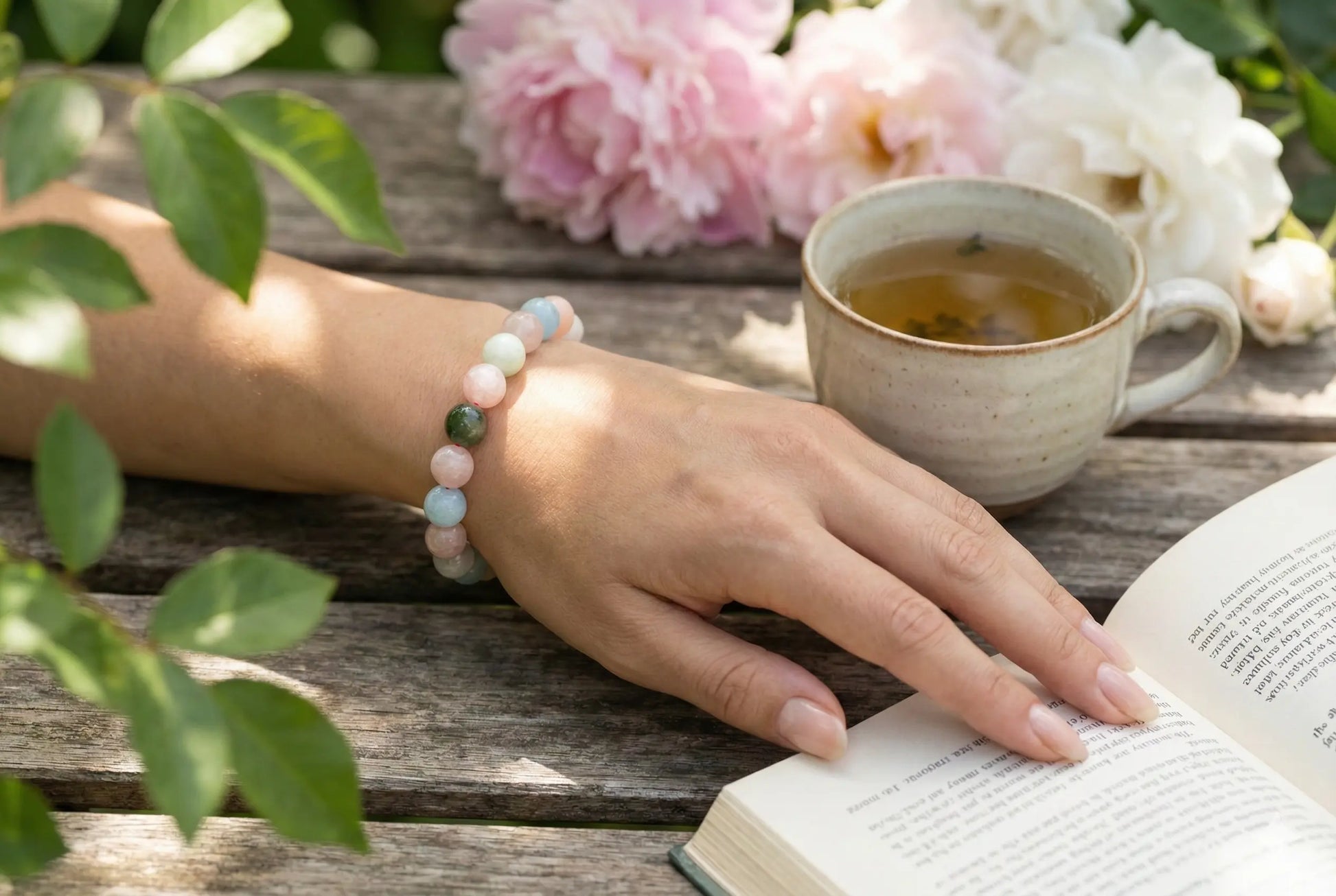 Paste Bery Bracelet | Morganite, Aquamarine & Green Beryl for Emotional Healing, Calm & Communication | Heart & Throat Chakra Gift BuddhaCrystal