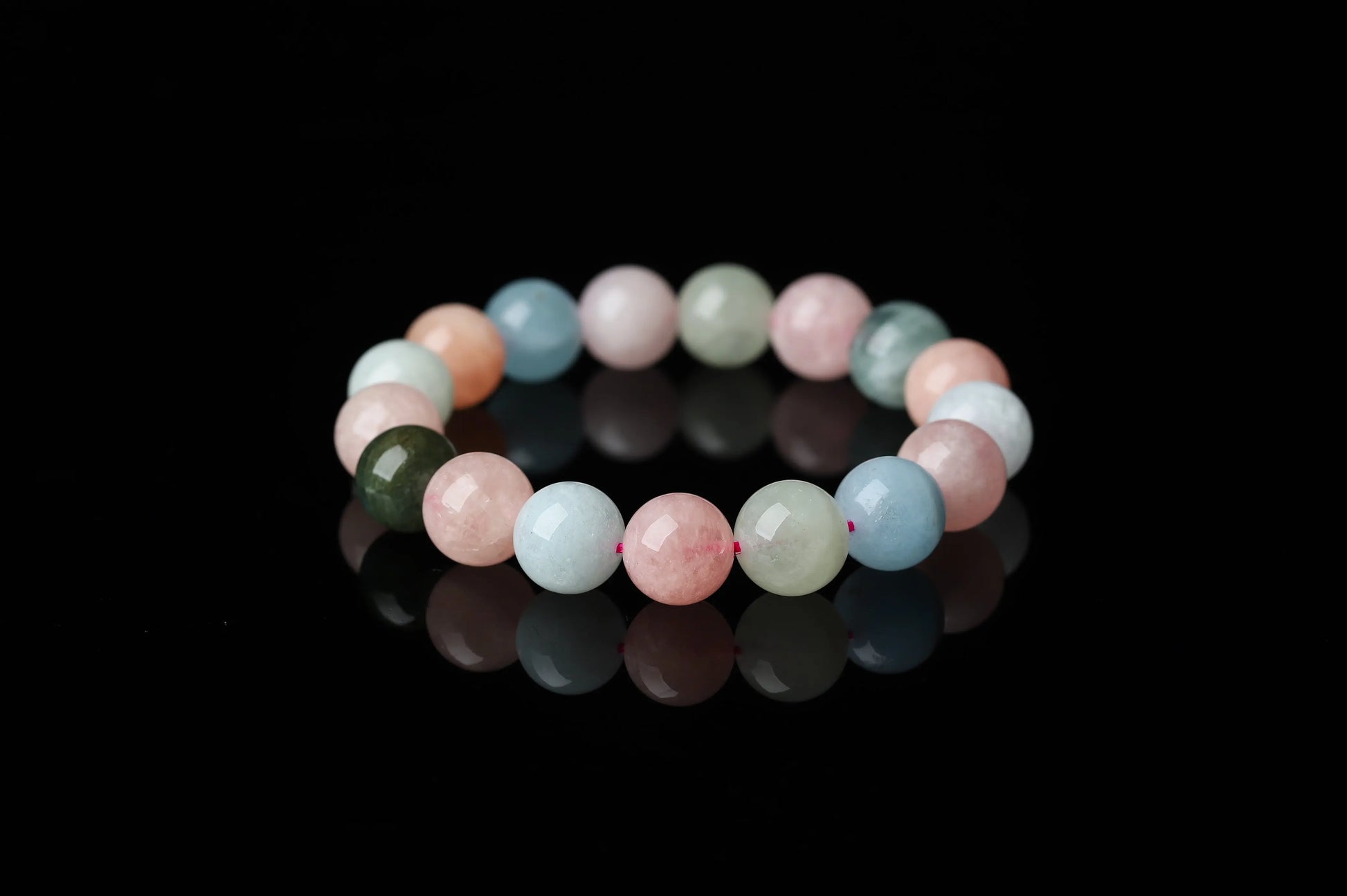 Paste Bery Bracelet | Morganite, Aquamarine & Green Beryl for Emotional Healing, Calm & Communication | Heart & Throat Chakra Gift BuddhaCrystal