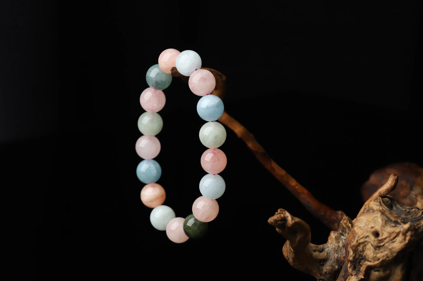 Paste Bery Bracelet | Morganite, Aquamarine & Green Beryl for Emotional Healing, Calm & Communication | Heart & Throat Chakra Gift BuddhaCrystal