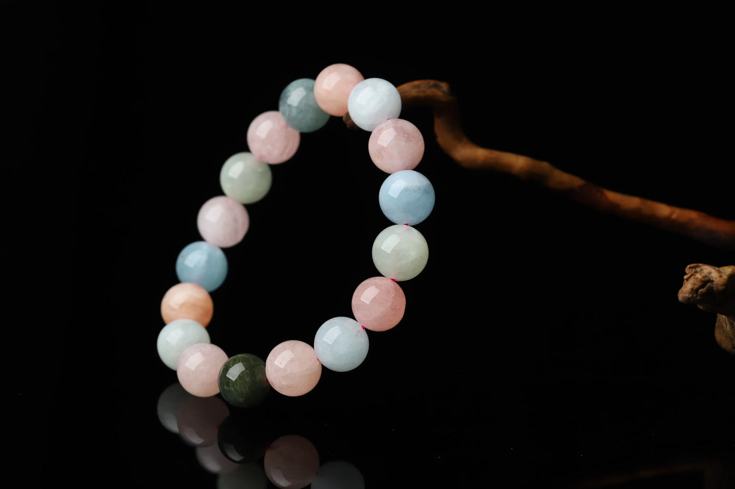 Paste Bery Bracelet | Morganite, Aquamarine & Green Beryl for Emotional Healing, Calm & Communication | Heart & Throat Chakra Gift BuddhaCrystal