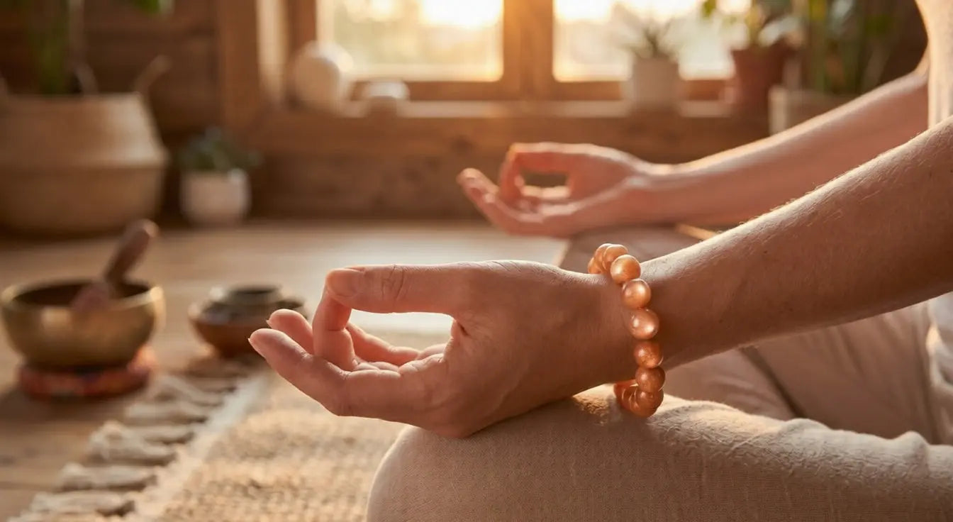 The "Eternal Glow" Premium Orange Moonstone Bracelet | 10mm Sacral Chakra Stones Healing Crystals For Creativity BuddhaCrystal