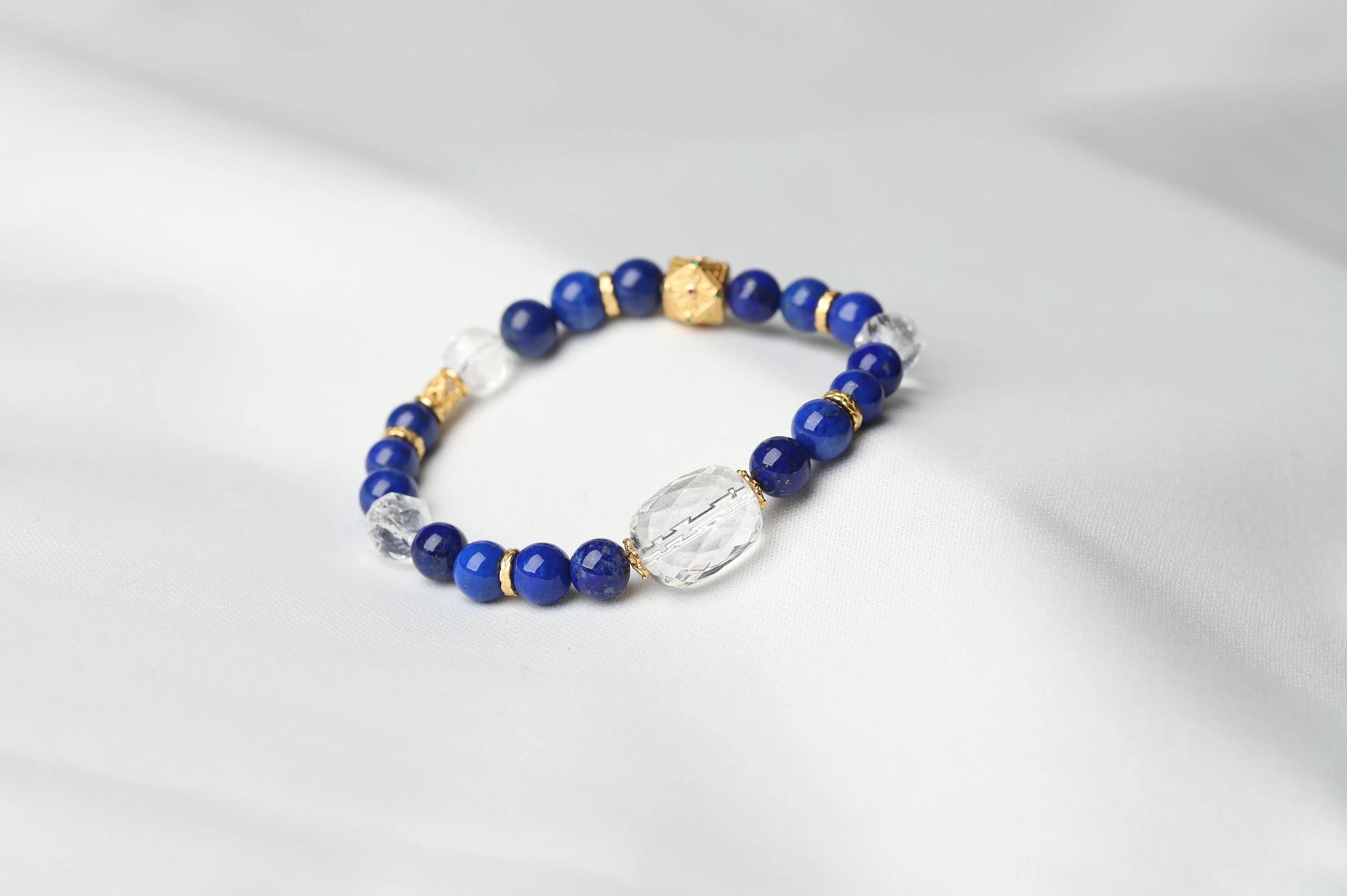 Royal Lapis Lazuli & Clear Quartz Bracelet | Wisdom, Confidence & Communication Crystal Jewelry | Throat Chakra Gift BuddhaCrystal