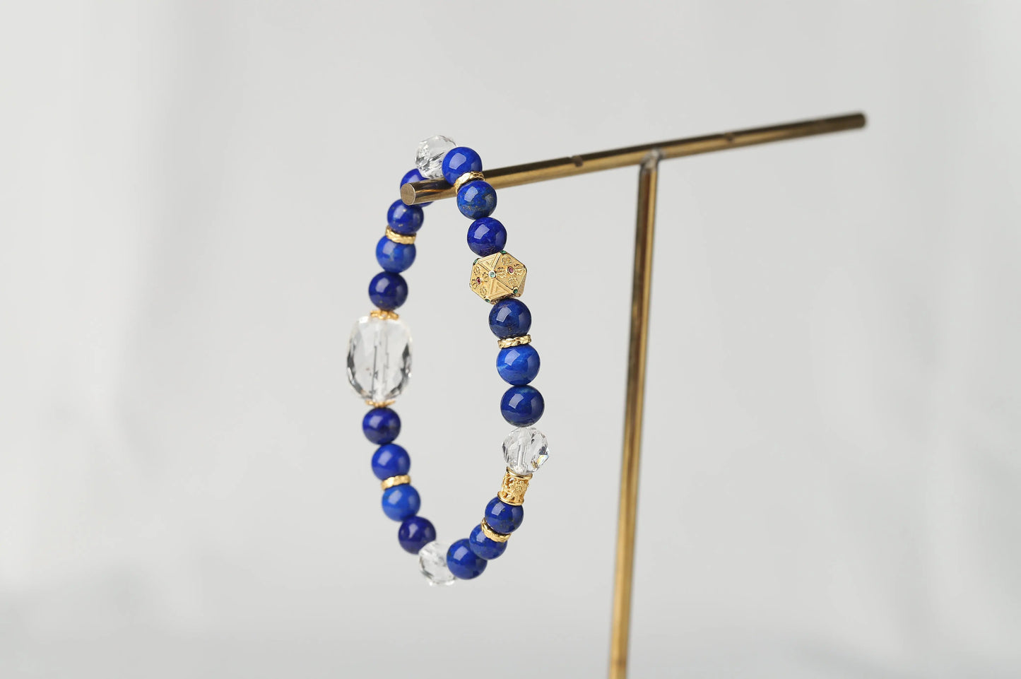 Royal Lapis Lazuli & Clear Quartz Bracelet | Wisdom, Confidence & Communication Crystal Jewelry | Throat Chakra Gift BuddhaCrystal