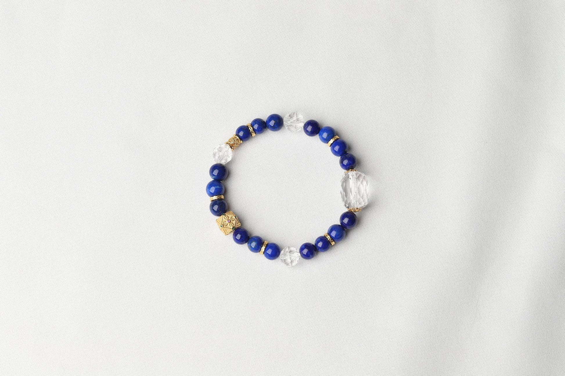 Royal Lapis Lazuli & Clear Quartz Bracelet | Wisdom, Confidence & Communication Crystal Jewelry | Throat Chakra Gift BuddhaCrystal