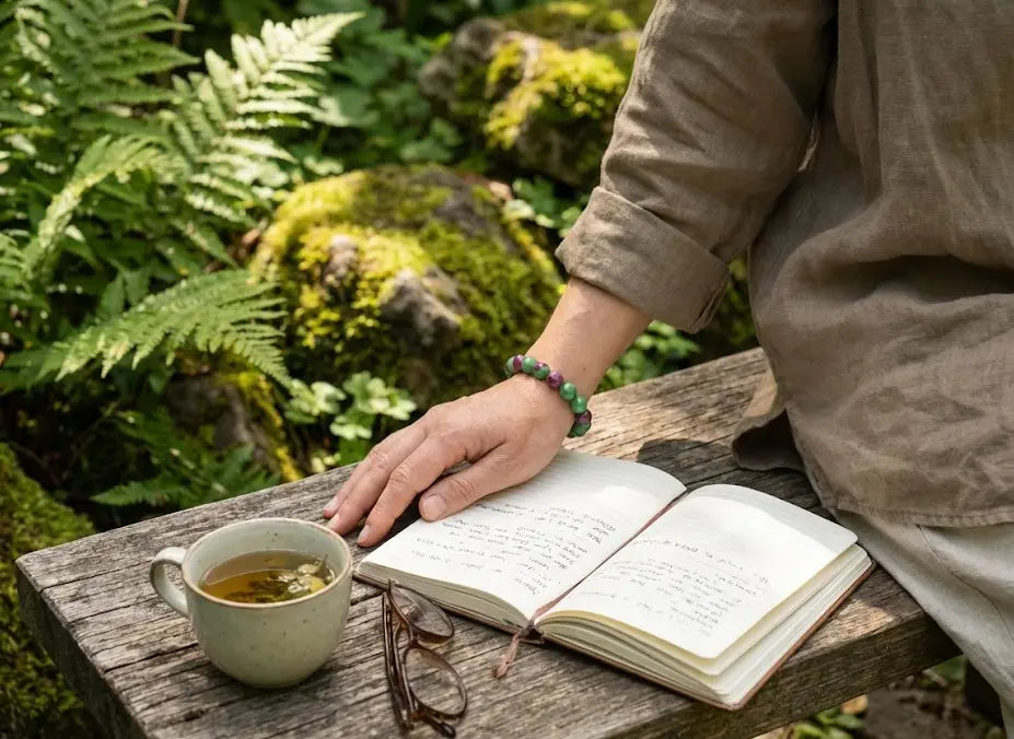 Ruby in Zoisite Bracelet | Natural Anyolite for Passion, Emotional Healing & Vitality | Heart Chakra Gift BuddhaCrystal
