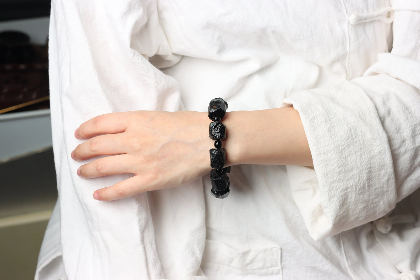 The "Primal Shield" Raw Black Tourmaline Bracelet | Natural Rough Crystal for Protection, Grounding & EMF Neutralizing | Root Chakra Empowerment BuddhaCrystal