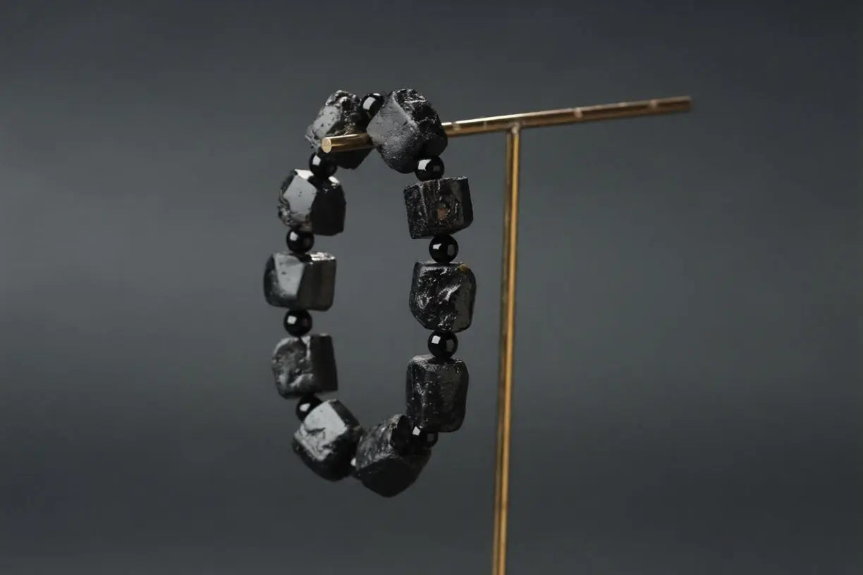 The "Primal Shield" Raw Black Tourmaline Bracelet | Natural Rough Crystal for Protection, Grounding & EMF Neutralizing | Root Chakra Empowerment BuddhaCrystal