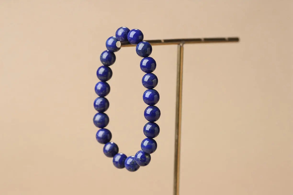The Royal Truth 10mm Lapis Lazuli Bracelet | The Stone of Wisdom, Communication & Inner Power | Throat Chakra Gift BuddhaCrystal